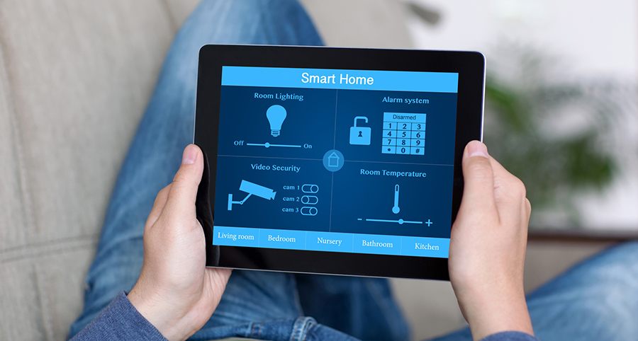 The ability to access and control security components from a mobile device is one of the top smart home trends in Syracuse. Close-up of smart home security app.